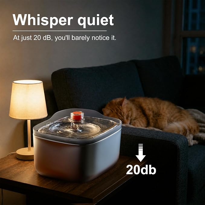 Stainless Steel Cat Water Fountain, 4.5L Automatic for Cats and Dogs Indoor | 20dB Ultra-Quiet Pump | Visible Water Level Window | 3-Stage Filtration | BPA-Free | Dishwasher Safe | Brush Included