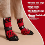 EXPAWLORER Anti Slip Dog Socks to Prevent Licking Paws, Dog Shoes for Hot Pavement, Booties for Hardwood Floors, Dog Boots & Paw Protectors with Grippers for Small Medium Large Senior Dogs Red