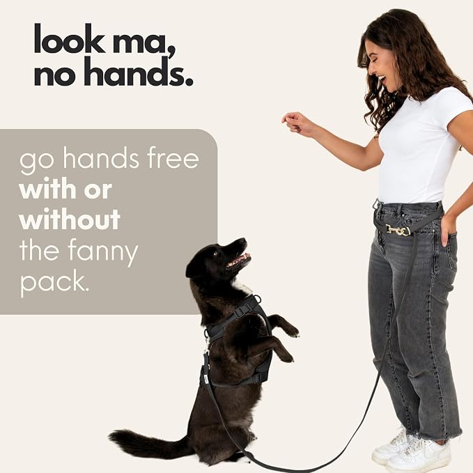 Hands Free Dog Leash with Treat Pouch - Waterproof Cross Body and Waist Leash for Dog Walking and Training with Poop Bag Holder - Cute Walking Accessories