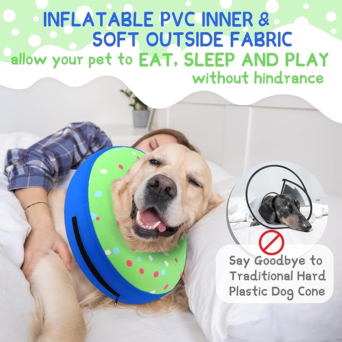 Supet Inflatable Dog Cone Collar for Small Dogs Puppies Cats, Soft Dog Cone Alternative After Surgery for Puppies Cats to Stop Licking