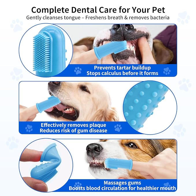 Pet Dematting Comb, 9+17 Tooth Rake with 2 Finger Toothbrushes | 9+17 tooth comb | 2 finger toothbrushes | 2 storage cases | dogs and cats