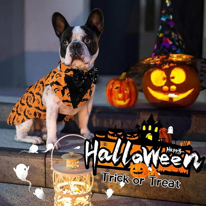 Kuoser Dog Tuxedo, Dog Suit and Bandana Set, Dogs Costume with D-Ring | Formal Dog Outfit with Detachable Bowtie Collar for Wedding, Birthday, Party, Christmas, Halloween, Halloween XL