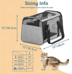 PETSFIT Large Cat Car Carrier,19 x 12 x 12 | Roomy Escape-Proof Cat Car Seat, Safe Driving, Lockable Zippers & Safety Tether, Soft-Sided Travel Carrier