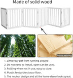 Foldable Indoor Dog Gate for The House Freestanding Stairs Nature Wooden White Pet Gate for Doorway Puppy Gate for Dogs Expandable Dog Fence for Stairs or Hallways 24"" Height 6 Panels