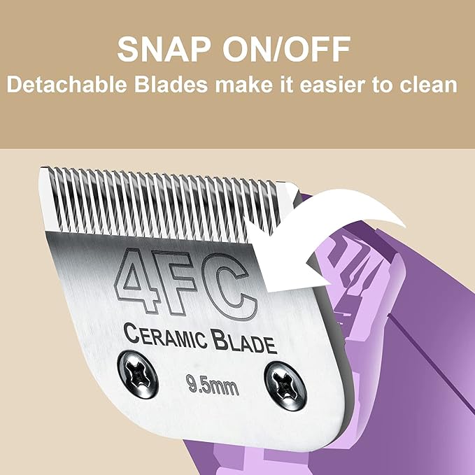 4FC Grooming Ceramic Pet Clipper Blades Compatible with Andis & Oster A5 | Cut Length 3/8"(9.5mm),Compatible with Wahl KM10 Series Clippers