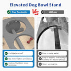 Raised Dog Bowl Stand for Small Sized Breed, Feeding Station with 21 oz 2 Stainless Steel Bowls & Licking Plate,Dog Food Bowl Gray