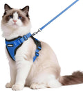 rabbitgoo Cat Harness and Leash Set, Escape Proof Vest, Navy Blue | Soft Breathable Mesh, Easy Adjustable Fit, Snap Buckles, Sturdy Clip, Reflective Strips, for Medium to Large Cats Walks, M