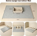 Pawtners Cat Litter Mat Extra Large 42" X 30", Easy to Clean, Gray, 1 Pack | Non-Slip Kitty Litter Mat for Floor, Waterproof & Urine-Proof Cat Litter Mat Litter Trapping Mat, Soft on Kitty Paws