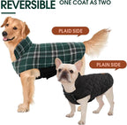 Kuoser Waterproof Dog Coat, Reversible Dog Jacket for Medium Dogs, Green M | Adjustable Durable Doggie Winter Coat Warm Puppy Cold Weather Apparel from Small to Large Breed