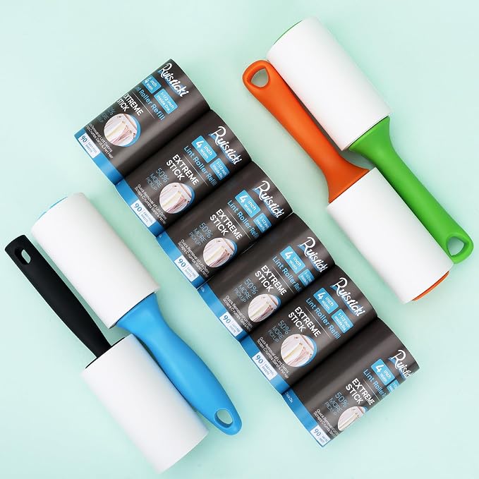 4 inch Lint Roller Refills for Evercare Extreme Stick All Purpose Lint Roller Standard Sticky Roller Refills 6 Pack 90 Sheets per Refill 540 Sheets Total (Inside Dia. 1 1/2 inch)