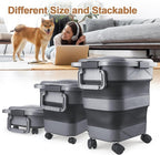 Dog Food Storage Container，2 Pack 25 lbs Airtight Collapsible Cat Food Storage Container with Attachable Wheels, Portable Handle, Dog Food Scoop for Dog Cat Bird Pet Dry Food Storage Bin Large