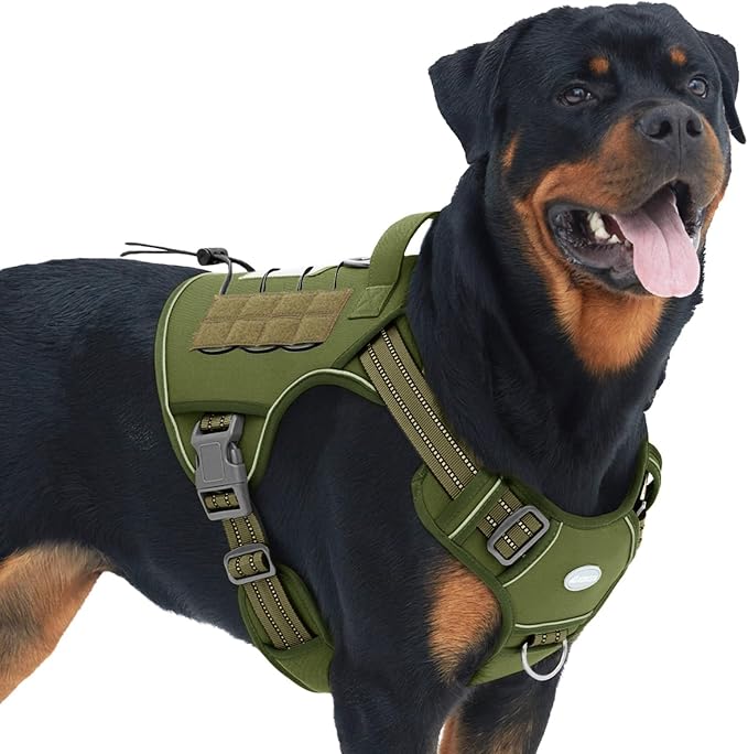 AUROTH Tactical Dog Harness for Large Dogs No Pull Adjustable Pet Harness Reflective K9 Working Training Easy Control Pet Vest Military Service Dog Harnesses