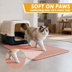Pieviev Litter Mat, Double-Layer Waterproof Design, 30" x 24" Coral Red | Honeycomb Litter Trapping Mat Captures Scattered Particles to Stop Tracking, Waterproof Base Protects Floors, Easy to Clean