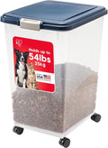 IRIS USA Dog Food Storage Container, Up to 54 lbs, Navy, Made in USA | Wheels for Mobility, Airtight Seal, BPA-Free, Best for Bird Seed, Cat food, Cat Litter, Chicken Feed, Pellets