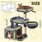 Taoqimiao 32.2in Cat Tree with Toy, Small Cat Tower for Indoor Cats, MS043G | Easy assembly, Sturdy, Multi Level, Easy Clean, Cozy Condo, Perches, Baskets, Suitable for Kittens and Adult Cats