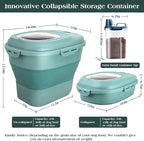 TIOVERY Dog Food Storage Container, Airtight Collapsible 13lb to 30lb Pet Food Container with Flip Top, Rolling Wheel, Scoop and 3L small container for Dog Cat Food and Dry Food of Rice, Flour