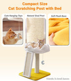 Happi N Pets Cat Tree, Cloud Cat Tower with Soft Bed, Cat Scratching Post & Pad with Larger Perch for Window Viewing, Small Cat Tree with Cute Toys, Bonus Catnip