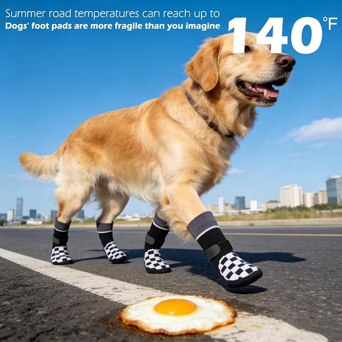 EXPAWLORER Dog Socks to Prevent Licking Paws with Grippers for Hot Pavement | For Hardwood Floors Anti Slip, Reflective Dog Boots & Paw Protectors Shoes Booties with for Senior Small Medium Large Dogs XS