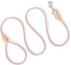 Mile High Life Dog Leash with Genuine Leather Connection, Thin Lightweight | Rope Leash, Heavy Duty 360° Swivel Metal Clasp, for Small Medium & Large Dogs Walking (Pink, 60 Inch-1/3)