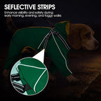 QBLEEV Dog Raincoat with Built-in Harness, Waterproof Rain Jacket, Green, M | Waterproof & windproof | built-in harness | easy on and off with dual closure | reflective safety strips | detachable hood
