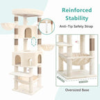 Cat Tree, 81.1" Skyward Corner Cat Tower for Large Cats VCT031MJ | Space-Smart Cat Furniture with Diamond Hideout, Grand Platform, Firm Base, 3 Soft Hammock & Pet Relax Station, Beige