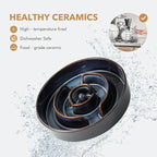 Havniva Raised Slow Feeder Dog Bowls, Elevated Dog Bowls Slow Feeder Set | 1.2 Cups Ceramic Dog Bowl Elevated with Acacia Wood Stand, Raised Dog Food Bowl, Puzzle Slow Feeder for Small Dogs, Non-Slip