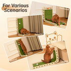 Cat Scratcher with Bell Ball Cat Scratch Pad L-Shaped Scratch Mat Vertical Cat Scratching Board for Indoor Cats Felt Cats Scratching Post Furniture Protector Kittens Cratchers Toys- Green