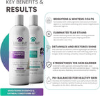 Lillian Ruff Brightening Shampoo & Oatmeal Conditioner Set for Dogs – Safe for Cats - Tear Free Coconut Scent with Aloe for Normal, Dry & Sensitive Skin