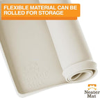 Neater Pet Brands Neater Mat Pet Mats for Food and Water, Cat & Dog Bowl Mat Waterproof Silicone, Feeding Tray, Dog Food Mats for Floors, Placemat w/Raised Edge for Under Bowls, 16” x 10”, Cream