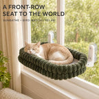 CHEERPALS Cat Window Perch for Indoor Cats Hammock for Window with Reversible Cushion, Foldable Cat Window Bed for Large Cats and Kittens, Cloud Series(Green,Large)