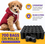 Dog Poop Black Bags with Dispenser (700 Bags) doggy poop bags Pickup Bag 35 Refill Rolls Dog Waste Bags Cat Litter & Poop Bags (35 Rolls, Uscented)