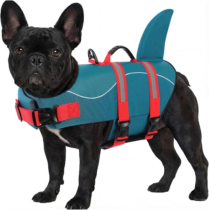 ASENKU Dog Life Jacket - Pet Safety Vest for Swimming & Boating, Shark Life Jacket with Floatation, Dog Lifesavers Swimsuits for Small Medium Large Dogs (ForestGreen, XS)