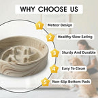 Stoneware Slow Feeder Dog Bowls Small Breed, 0.6 Cups, 6.4 Inch | Raised maze design slows fast eating for small dogs, puppies and cats; Marble Pattern Design，non-slip and dishwasher safe.