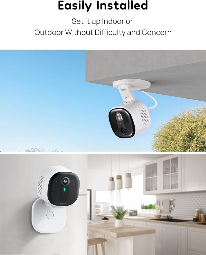 winees Security Cameras Outdoor, Wired 2K Wi-Fi Cameras for Home Security, 2.4G Indoor Camera, Human/Pet AI Detection, Color Night Vision, 2-Way Audio, Support Cloud/128G SD Card Storage | 2.4G Indoor Camera, Human/Pet AI Detection, Color Night Vision,...