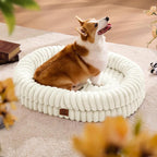 ChiXnuggle Orthopedic Dog Bed, Washable Cover, Faux Fur Bolster Pet Couch | waterproof,egg crate foam,non-slip bottom,for large dogs,cream,35*28*7,dog sofa