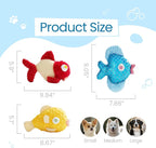 Nocciola Tough Dog Toys, Squeaky Dog Toys to Keep Dogs Busy with Two Resistant Layer & Crinkle Sound, Googly Eyed Fish Gang Puppy Teething Toys for Small, Medium, Large Breeds