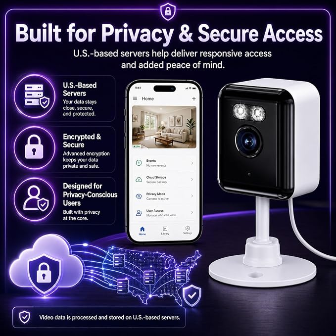 2.4/5GHz Home Cameras Indoor, 2K Security Camera Indoor for Dog/Pet/Nanny/Baby with US Phone App, AI Text Recognition, Smart Search, Color Night Vision,2 Way Talk Mini Cam,Human Detection,4 Packs | Indoor Use