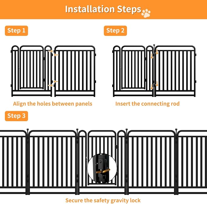 Puppy Playpen Dog Playpens Fence Outdoor Thickened Metal Tube, Low Threshold Dog Play Pen Indoors, 32" Height 16 Panels for Small/Medium/Large Dogs (Black)