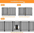 Puppy Playpen Dog Playpens Fence Outdoor Thickened Metal Tube, Low Threshold Dog Play Pen Indoors, 32" Height 12 Panels for Small/Medium/Large Dogs (Black)
