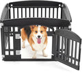 NEWBULIG Dog Playpen 4-Panel, 24IN Puppy Playpen, Stable Dog Play Pen Indoors/Outdoor with Secure Locking Door, Plastic Pet Fence for Small & Medium Dogs