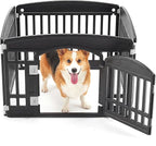 NEWBULIG Dog Playpen 4-Panel, 24IN Puppy Playpen, Stable Dog Play Pen Indoors/Outdoor with Secure Locking Door, Plastic Pet Fence for Small & Medium Dogs