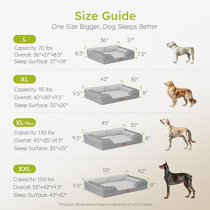 CWAWZ Jumbo Dog Beds for Extra Large Dogs, Orthopedic Dog Bed with Cooling Gel Memory Foam, Waterproof Pet Bed with Removable Washable Cover, 45" Pet Sofa Couch Velvet with Bone Toy, Light Gray