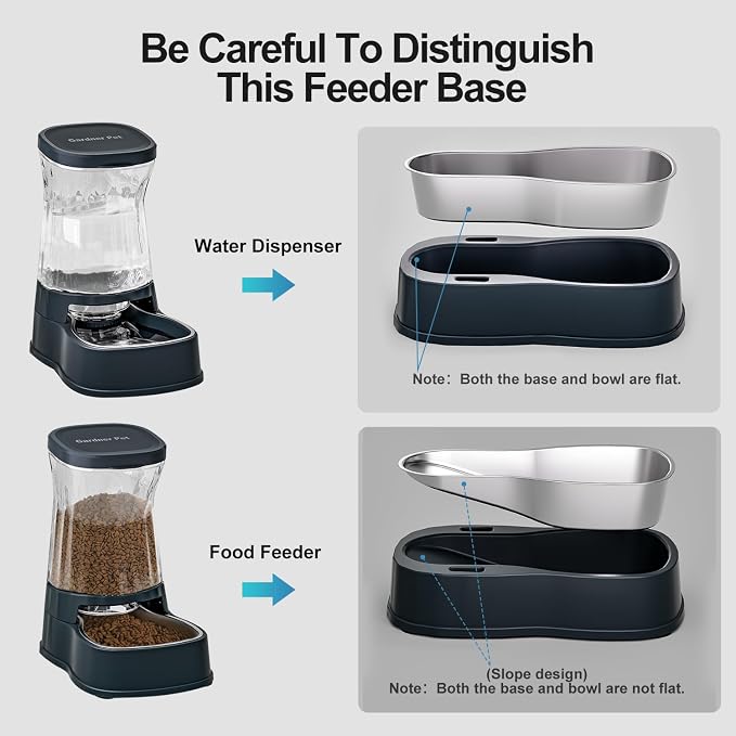 Gardner Pet Automatic Dog Water Dispenser Gravity Stainless Steel Waterer & Food Feeder Set, 100% BPA Free Large Capacity Feeding Bowls for Medium & Large-Sized Dogs Cats Other Pets -(1 Gallon x2)