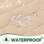 PAWFINITY Waterproof Loveseat Covers for Dogs, Pet Blanket for Couch | Paw Print Quilted, Hair Resistant, Anti Cat Scratch, Washable Protector for 2 Seat Sofa & Chair Cushion, 40x50 Inch, Beige