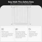 BalanceFrom Easy Walk-Thru Safety Gate for Doorways and Stairways with Auto-Close/Hold-Open Features, 30-Inch Tall, Fits 29.1-33.8 Inch Openings, White | 30" Tall Gate for Doorways and Stairways with Auto-Close/Hold-Open
