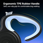Retractable Dog Leash, 10Ft Nylon Tape, 360° Tangle-Free, Ergonomic Lightweight Handle for Small & Medium Dogs (Black)