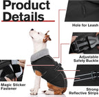 Lelepet Warm Dog Coat Adjustable Dog Fleece Vest Waterproof Jacket for Dogs | Windproof Winter Cold Weather Coats with Adjustable Buckle & Leash Hole Reflective Jackets for Large Dogs, Black, L