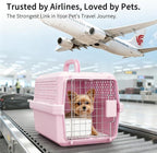 RIZZARI Pet Carrier for Small Dogs & Cats, Airline Approved Travel Carrier | Airline Approved Size,Durable Metal Door,Top Carry Handle,Ventilated Design,Includes Feeding Bowl