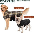 Kuoser Waterproof Dog Coat, Reversible Dog Jacket for Large Dogs | Adjustable Durable Doggie Winter Coat for Groowing Puppies Warm Puppy Cold Weather Apparel, Dark Brown L