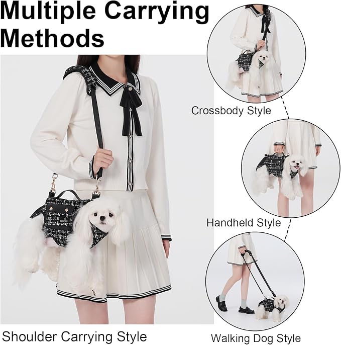 Wakytu Dog Lift Harness Dog Carrier Sling for Small Dogs & Cats,M | stylish puppy sling carrier with handle & pocket,adjustable leash,walking & travel